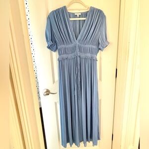 Current Air Amelia Pleated Maxi Dress in Dusty Blue/Size XS (runs big)